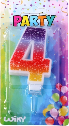 Party Candle in Number 4 Shape with Stars