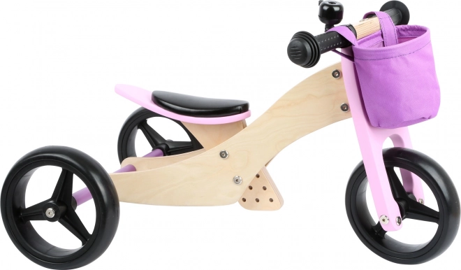 Wooden balance bike 2-in-1 pink small foot