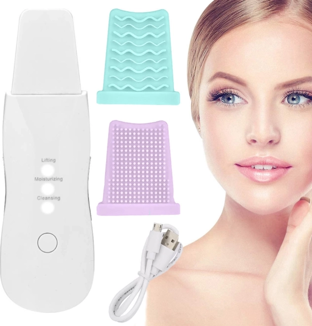 3-in-1 Ultrasonic Skin Cleaner with Cavitation and Massaging Silicone Heads