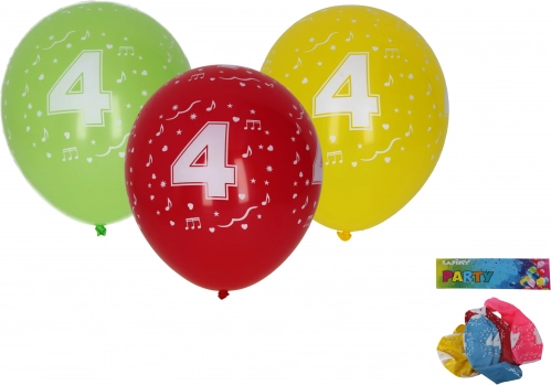 Balloons 30 cm with number 4 – set of 5 pcs