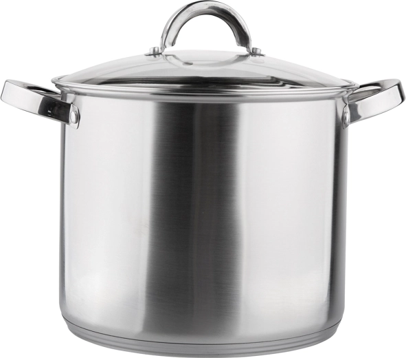Faitout haut en acier inoxydable Fabio 24 cm, 8,5 l avec couvercle en verre
