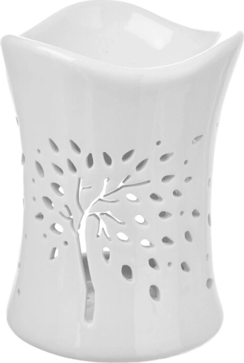 Porcelæns aromalampe Livets Træ hvid