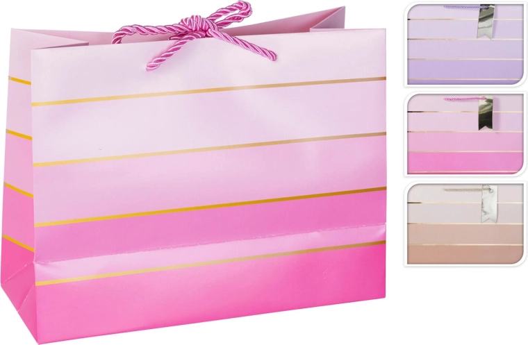 Gavepapirspose 23 × 18 × 10 cm – mix af 3 farver