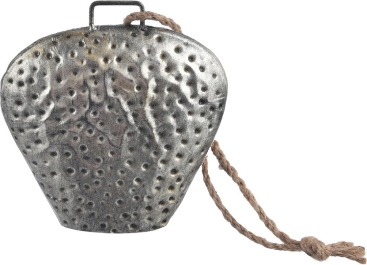 Hangende metalen bel in zilverkleur 15 cm