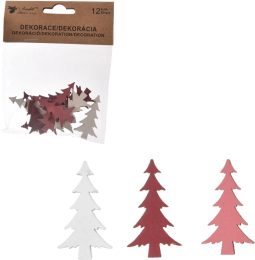Petit sapin en bois rose et blanc 4 cm (12 pcs)