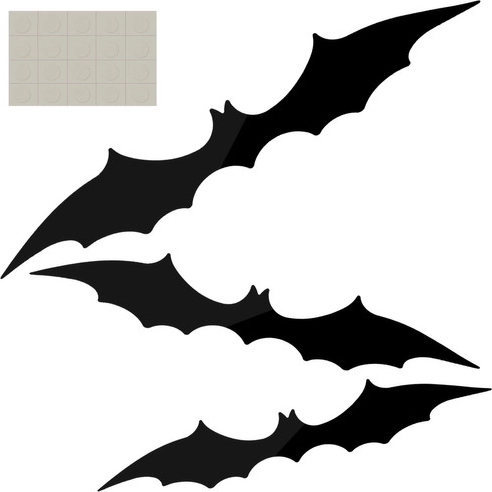3D Bat Set for Halloween – 3 pcs wall and window decor