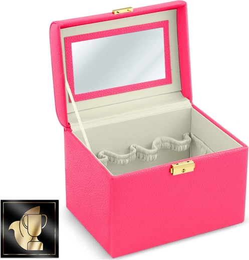 Built-in mirror for quick touch-ups anywhere