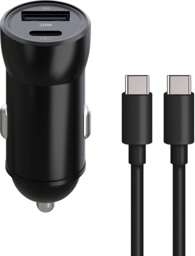 Maxlife Autoladegerät MXCC-04 20 W mit USB-C und USB + USB-C-auf-USB-C-Kabel 60 W