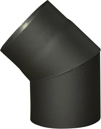 Røgrørsknæ 45° 145 mm, stål 1,5 mm, sort