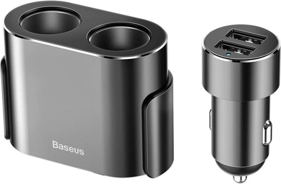 Baseus dual car lighter splitter with charger 2x USB 3.1 A, 100 W – black