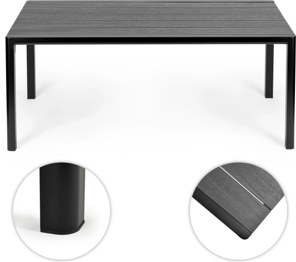 HDPE top with water drainage and wood-look finish