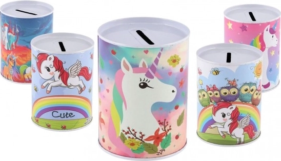 Metal Piggy Bank with Unicorn Theme