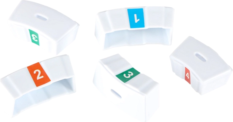 Numbered and colored pieces