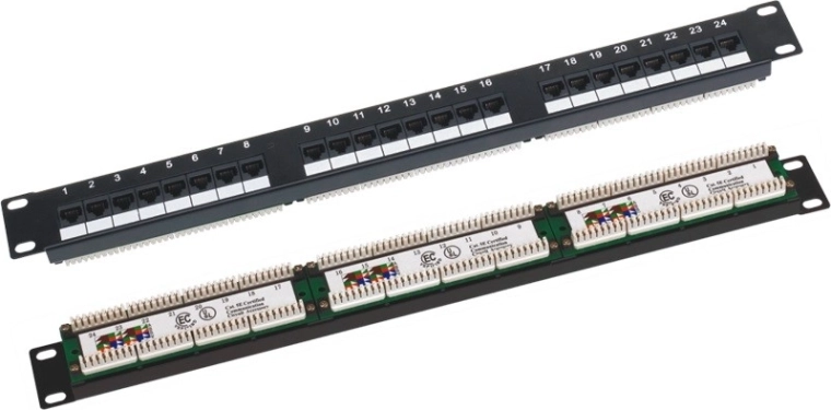 Patch Panel UTP Cat. 6, 19" 1U, 24× RJ45, LSA