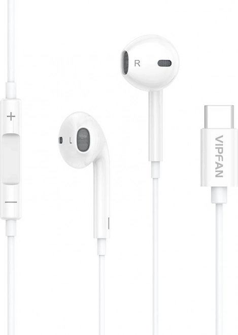 Wired Headphones Vipfan M14 USB-C White