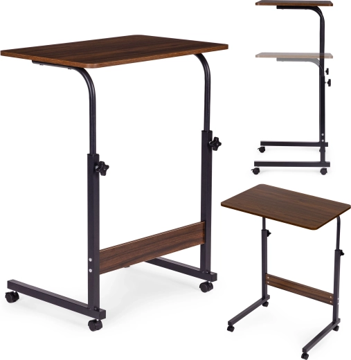 Mobile laptop side table for sofa and armchair in dark walnut decor ModernHome