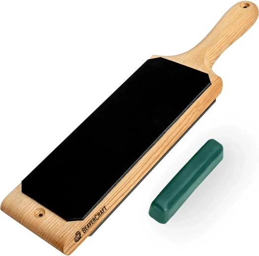 BeaverCraft beidseitiger Leder-Abziehriemen mit Polierpaste