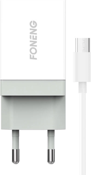 FONENG Fast Wall Charger 10.5 W, 1× USB, with Micro USB Cable – White