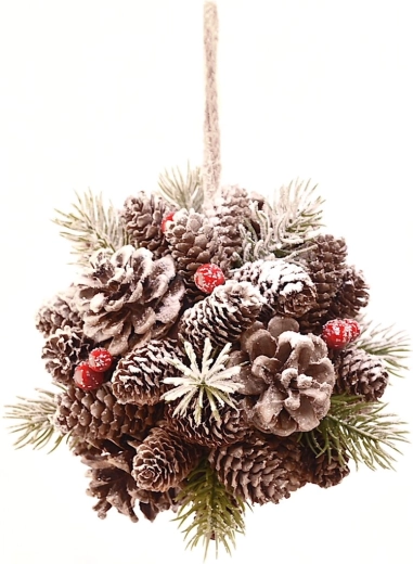 Viseča dekoracija storž rdeča 16 cm