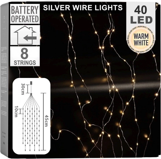 Svjetleća viseća LED zavjesa, 40 LED, 45 cm, toplo bijela, na baterije