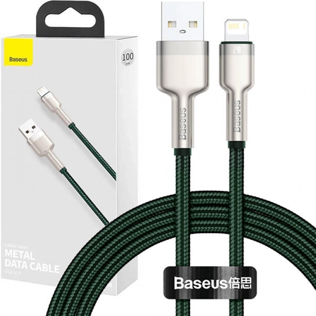 Cavo USB Lightning BASEUS Cafule 1 m, 2,4 A – verde