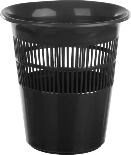 Round plastic wastepaper bin, black, 29 × 31.5 cm