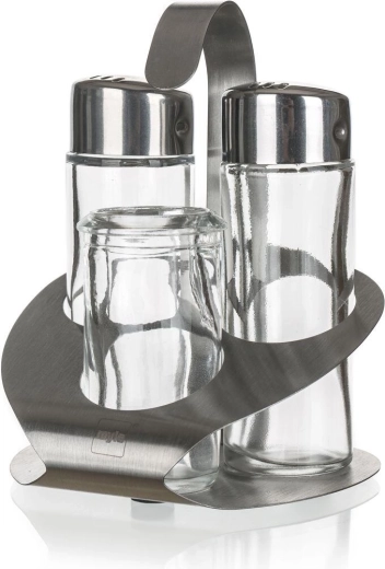 Set saliera e pepiera Culinaria 35 ml con supporto in acciaio inox e contenitore per stuzzicadenti