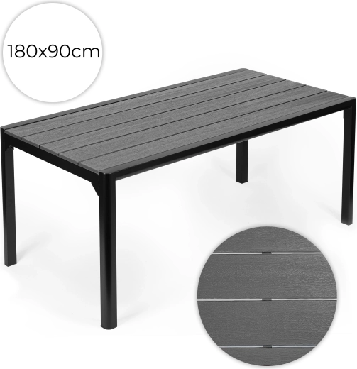 MultiGarden garden table 180 × 90 cm with tabletop in grey wood-look finish