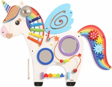 Viga Wooden Wall-Mounted Sensory Board Unicorn FSC Montessori