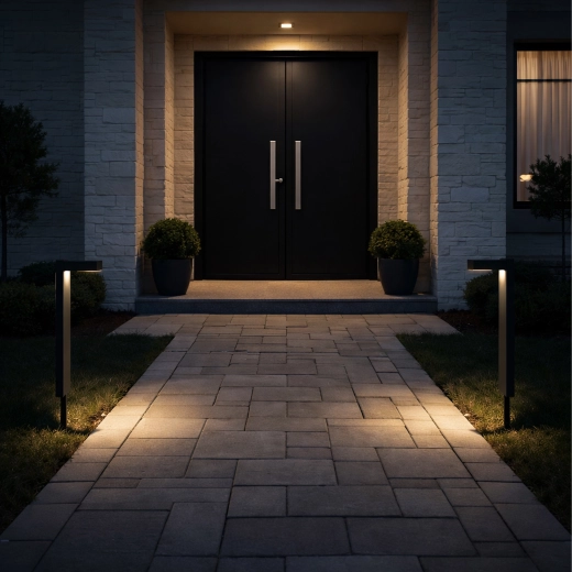 Solar garden LED bollard with dusk sensor 55 cm, set of 2 pcs