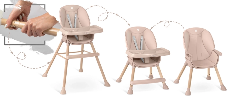 3in1: seggiolone alto, sedia bassa e seggiolino