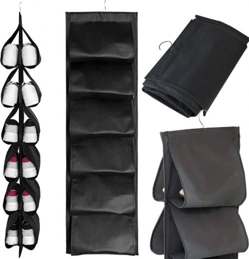 Organizer da appendere per scarpe per armadio – 12 paia, nero