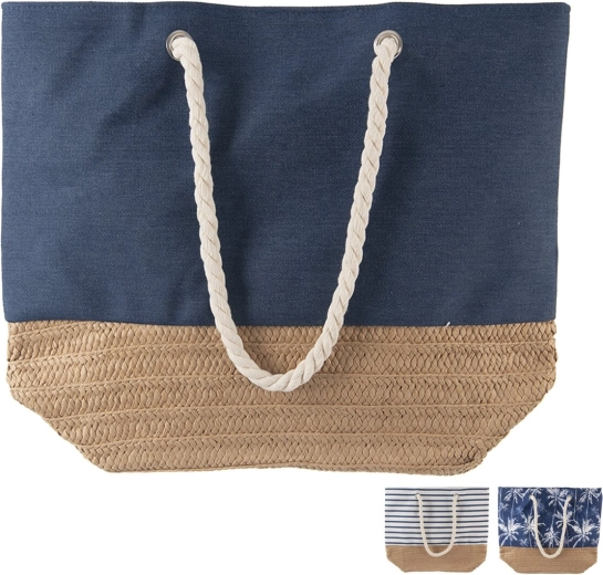 Strandtaske i bomuld og jute 47 × 16 cm (mix)