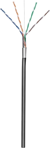 venkovní stíněný kabel f/utp cat5e cca 4x2 drát 305 m černý