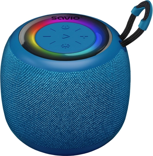 wireless bluetooth speaker savio with rgb backlighting, 5 w, ipx4, blue
