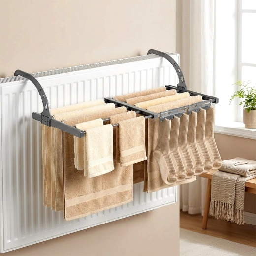 Folding hooks for radiator and balcony