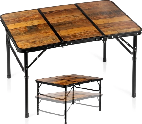 Vilde 2-in-1 Folding Camping Table with Adjustable Height 90 × 60 cm