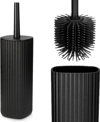Spazzola WC in silicone con supporto Vilde nera 36 cm - 1 pezzo