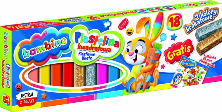 BAMBINO square plasticine, 18 colors