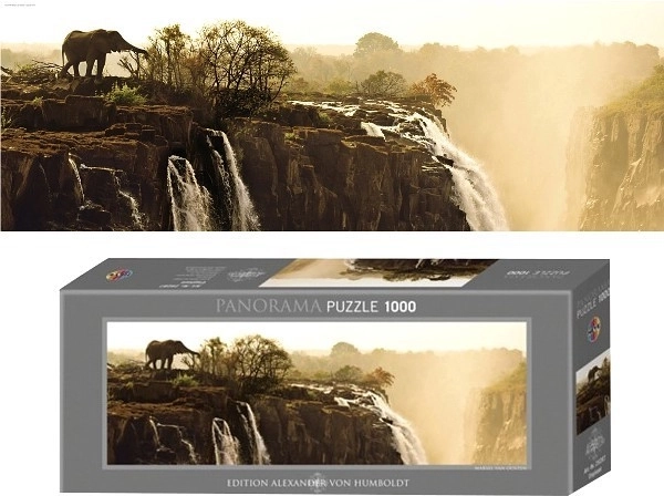 Puzzle panoramico elefante alle Cascate Vittoria 1000 pezzi