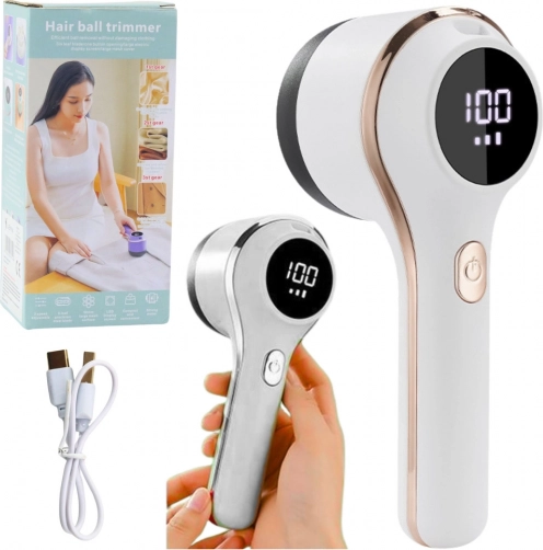 Electric Fabric Lint Remover with LED Display, 3 Speeds – White