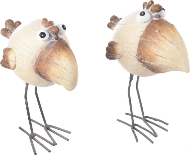 Decorative ceramic and metal bird in beige (2 variants)
