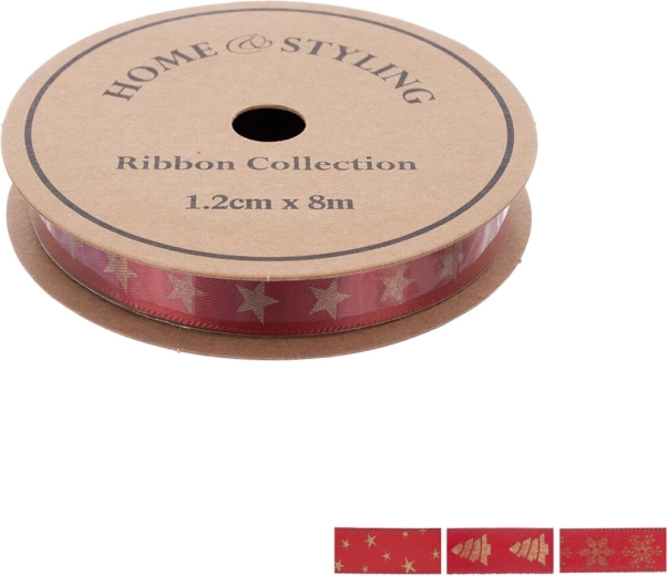 Home & Styling ruban de Noël en polyester 8 m bordeaux mix