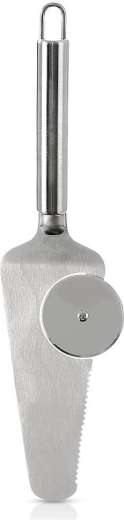 Spatule en acier inoxydable Orion avec découpe-pizza 28 cm