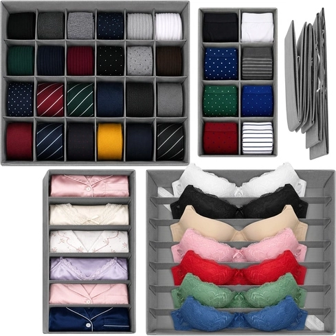 Ruhhy organizer per intimo da cassetto – set da 4 pz (45 scomparti)