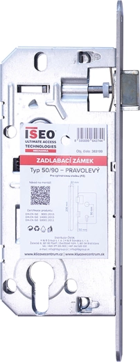 Serrure à encastrer avec cylindre ISEO 90/50/22/230 réversible droite-gauche