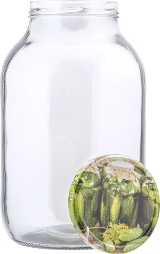 Barattolo in vetro per conserve Twist 4 l con coperchio a vite con motivo cetriolo 100 mm (6 ganci)