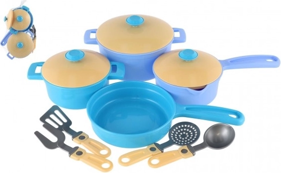 Set di padelle e pentole di plastica con accessori per bambini