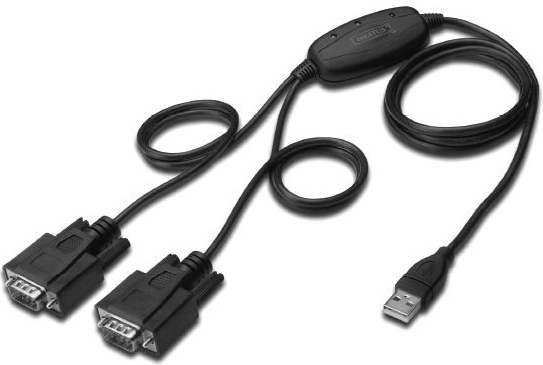 USB 2.0 adapter to 2x RS232 (DB9) with USB A M/F cable length 1.5 m