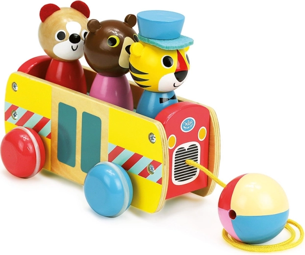 Pull-along Bus with Animals from Colorful Wood